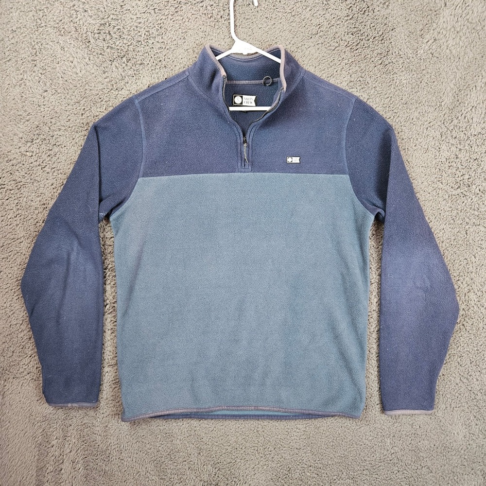 Salty Crew‎ Mens Quarter Zip Fleece Pullover Blue Colorblock Size Medium